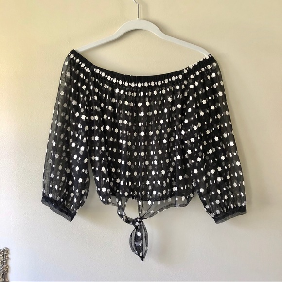 Forever 21 Tops - Forever 21 • sheer floral off the shoulder blouse
